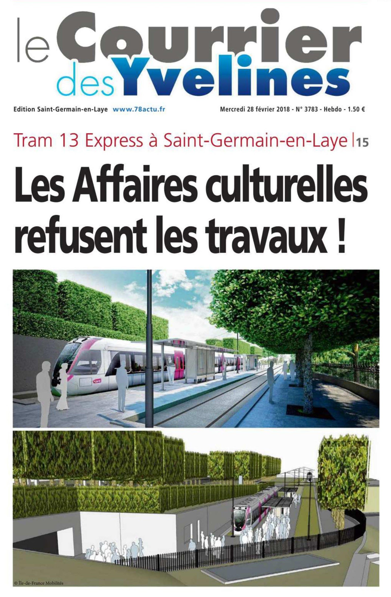 Le Courrier de Yvelines du 28 février 2018 Train Tram la DRAC refuse les travaux (couverture)