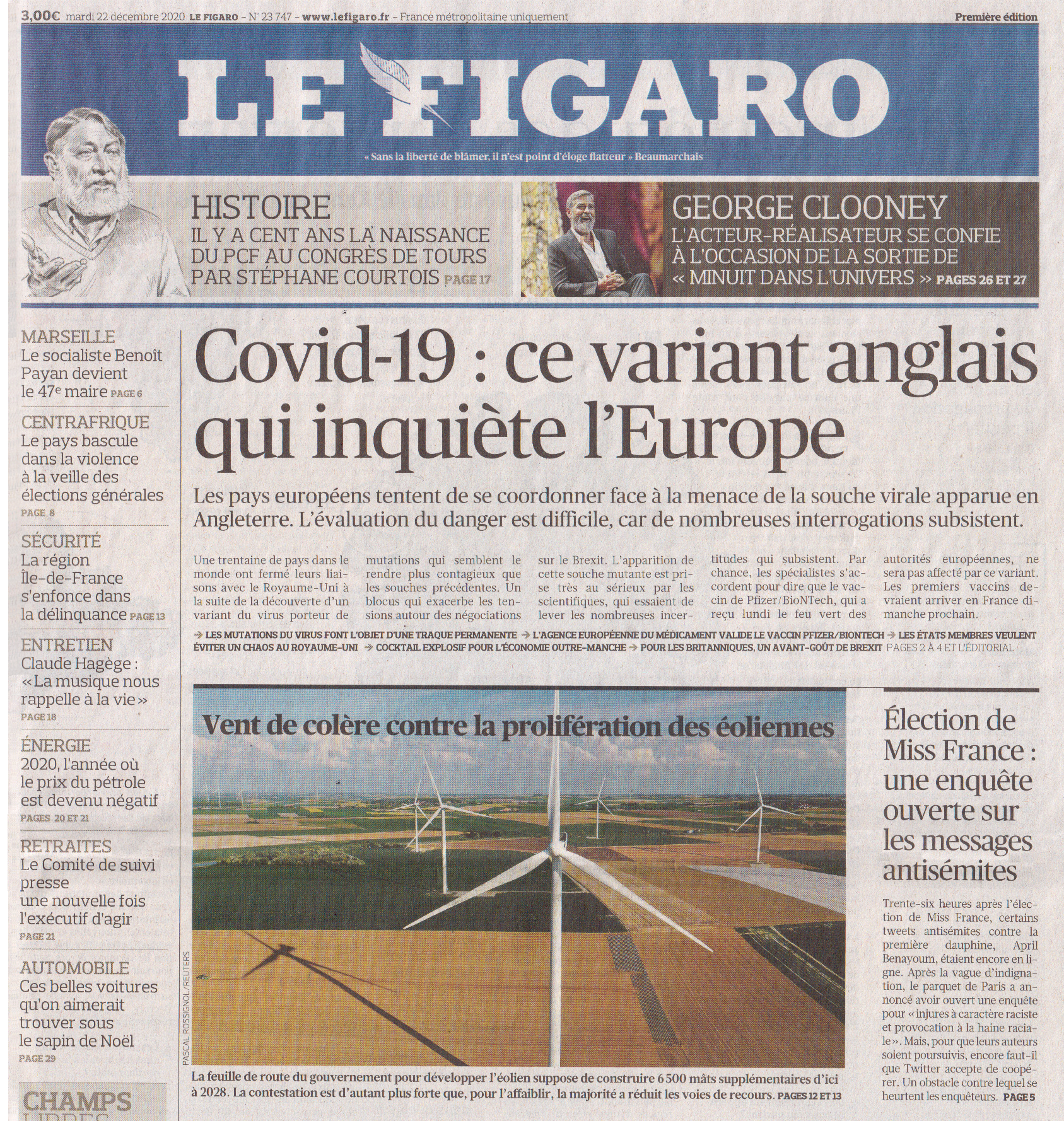 Le Figaro du 22 décembre 2020 - Eolien (1)