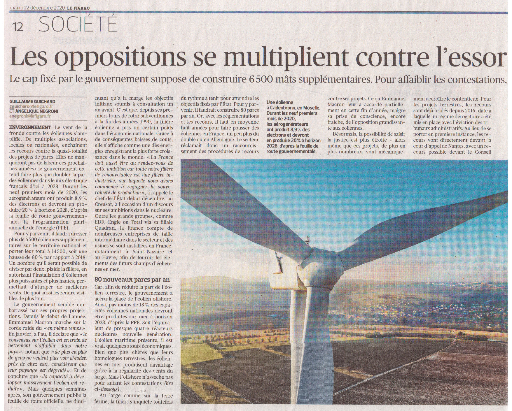 Le Figaro du 22 décembre 2020 - Eolien (2)