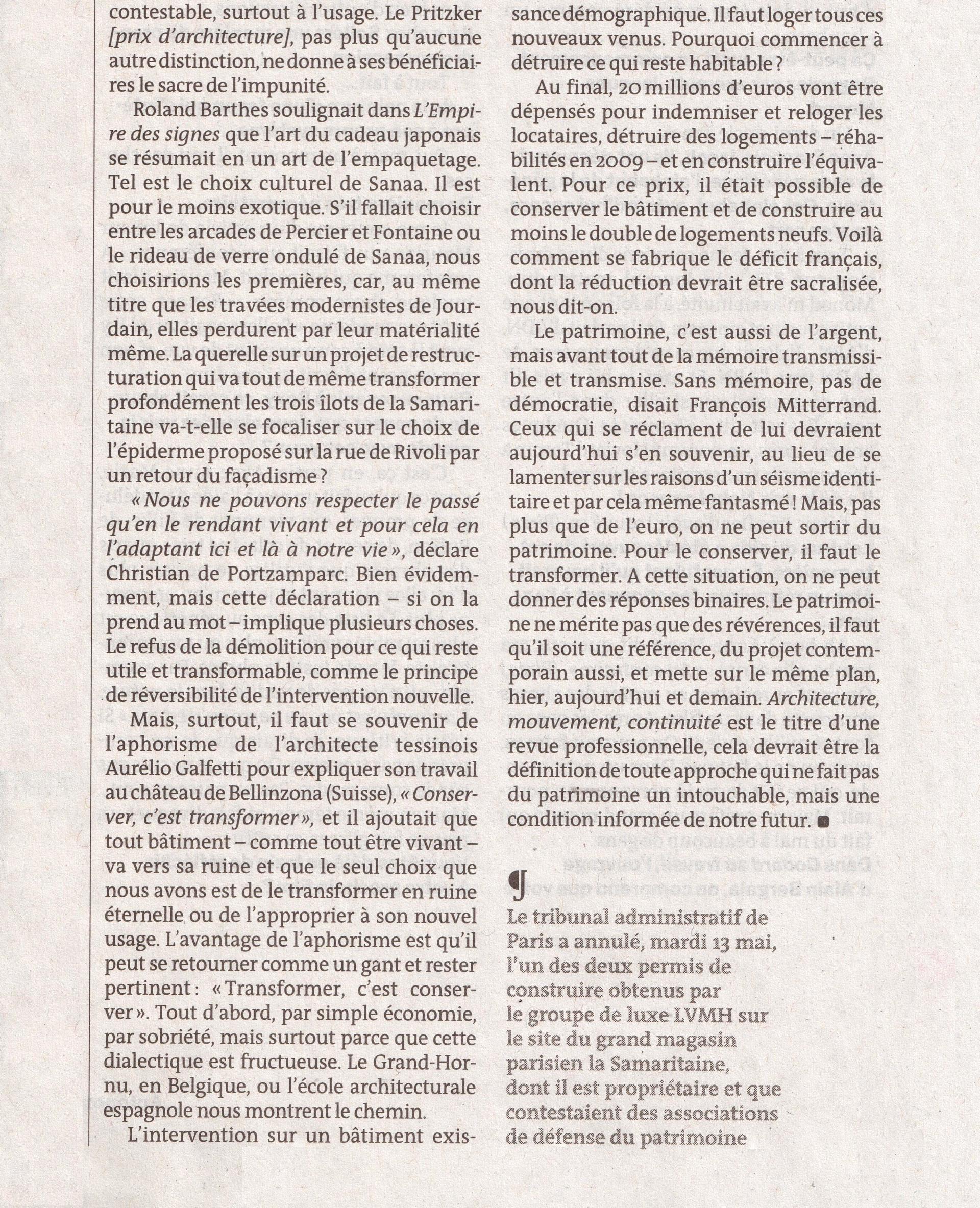 Le Monde du 12 juin 2014, p. 20, Chemetov 2