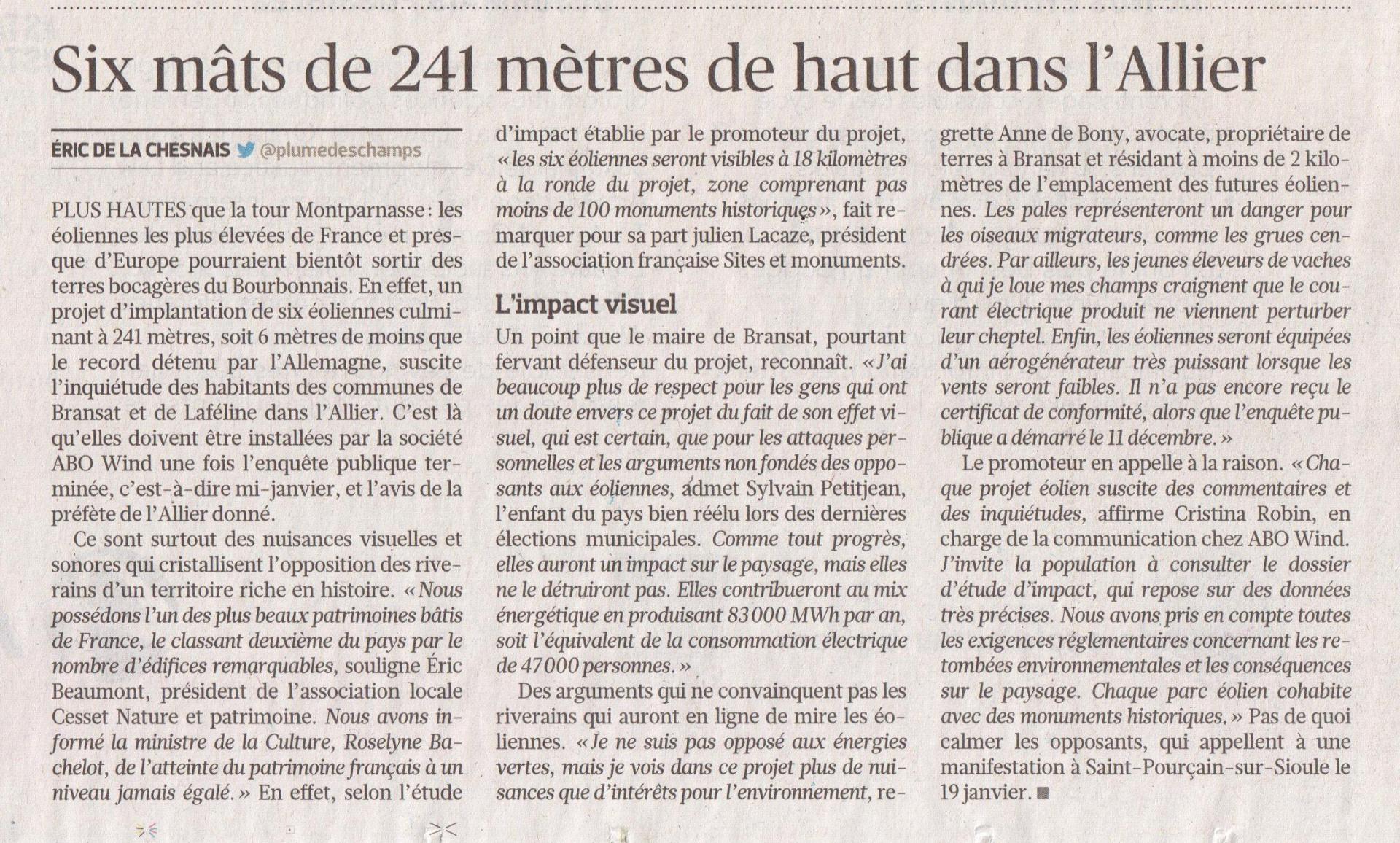 Le Figaro du 22 décembre 2020 - Eolien (4)
